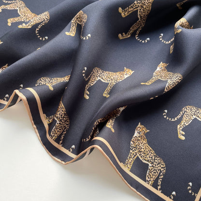 Leopard Chic Silk Scarf - 65cm Hand-rolled Bandana Scarf for Women & Men