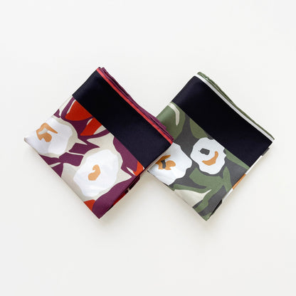 Purple Red Berry Blossom Silk Scarf - 53cm Hand-rolled Unisex Bandana