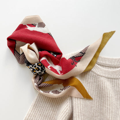 Red Black Leopard Charm Cashmere Silk Scarf - Women's Neck Scarf
