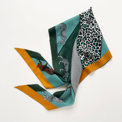 Red Black Leopard Charm Cashmere Silk Scarf - Women's Neck Scarf