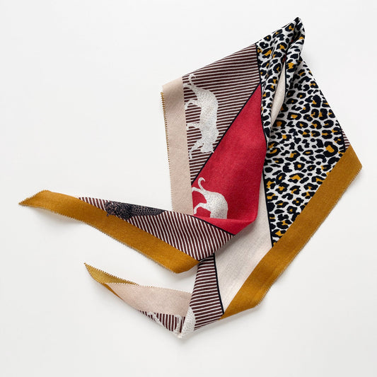 Red Black Leopard Charm Cashmere Silk Scarf - Women's Neck Scarf