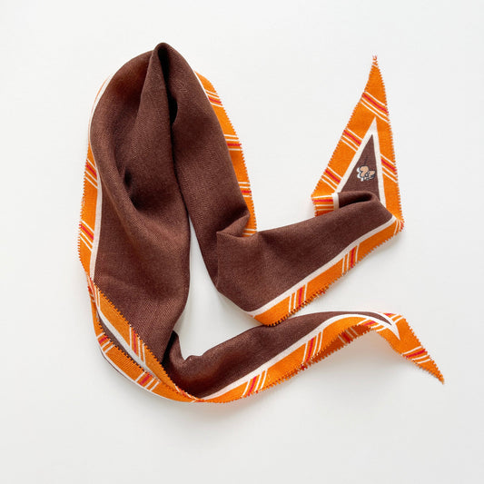 Brown Orange Classic English Plaid Cashmere Silk Scarf - Unisex Neck Scarf