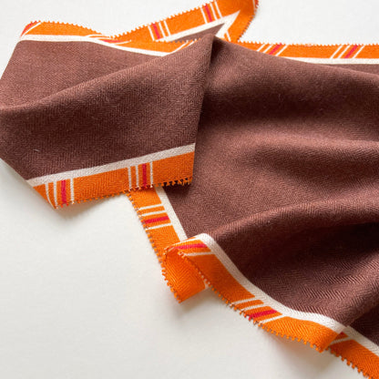 Brown Orange Classic English Plaid Cashmere Silk Scarf - Unisex Neck Scarf