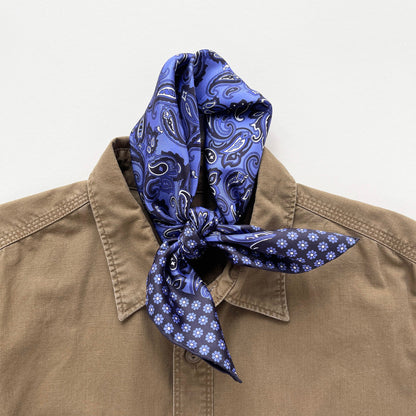Classic Paisley Silk Scarf - 53cm Hand-rolled Men's Neckerchief