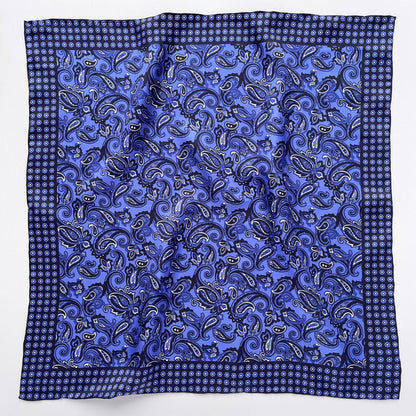 Classic Paisley Silk Scarf - 53cm Hand-rolled Men's Neckerchief