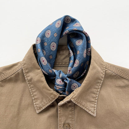 Heritage Medal Silk Square Scarf - 53cm Hand-rolled Men's Neckerchief