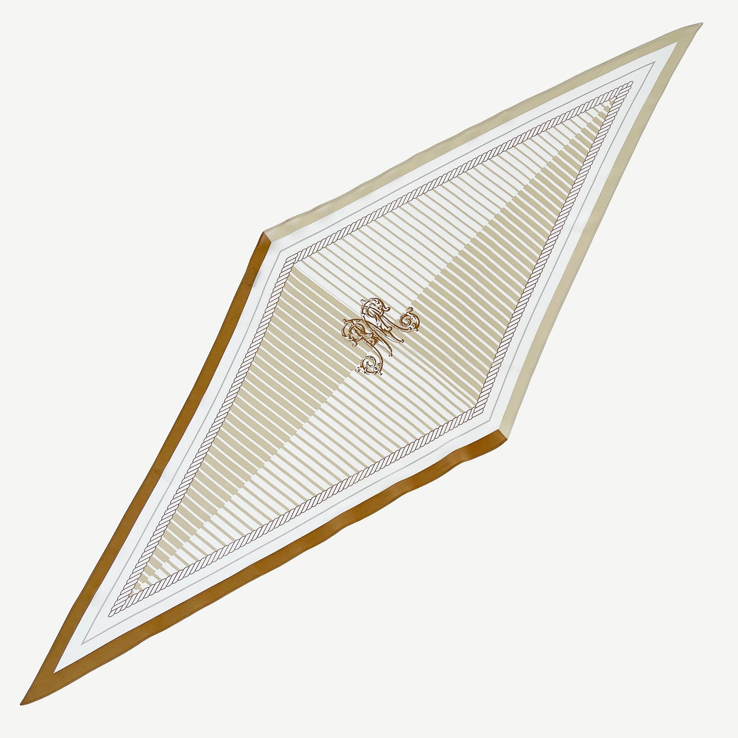 Stripe Monogram Grace Silk Scarf - 100% Silk Crepe de Chine