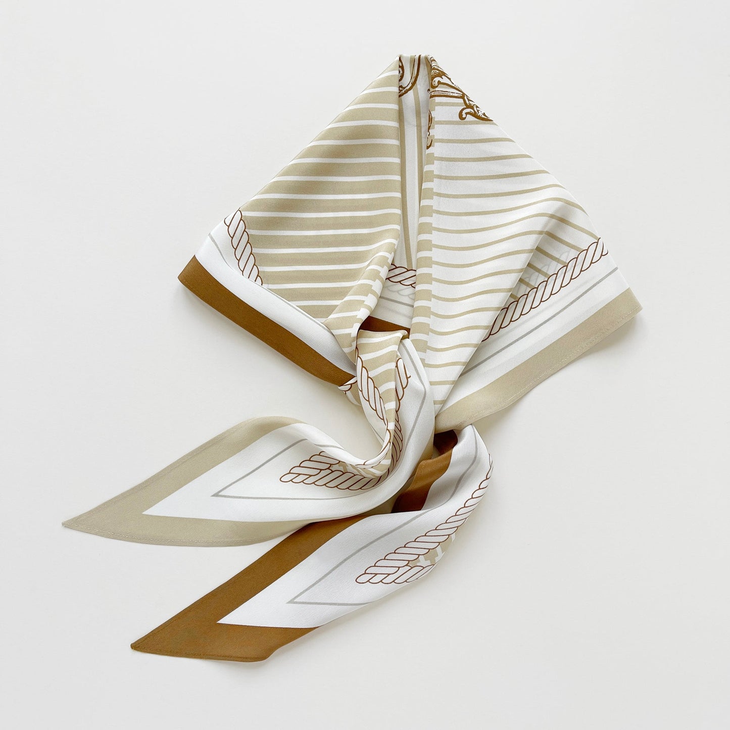 Stripe Monogram Grace Silk Scarf - 100% Silk Crepe de Chine