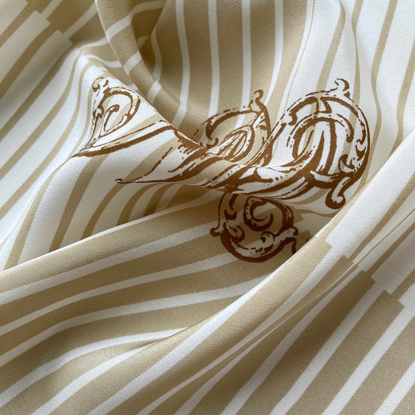 Stripe Monogram Grace Silk Scarf - 100% Silk Crepe de Chine