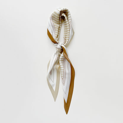 Stripe Monogram Grace Silk Scarf - 100% Silk Crepe de Chine