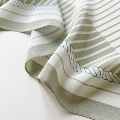 Stripe Monogram Grace Silk Scarf - 100% Silk Crepe de Chine