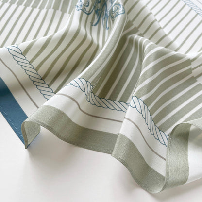 Stripe Monogram Grace Silk Scarf - 100% Silk Crepe de Chine