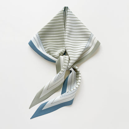 Stripe Monogram Grace Silk Scarf - 100% Silk Crepe de Chine