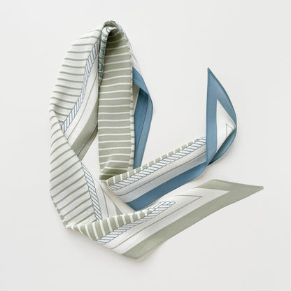 Stripe Monogram Grace Silk Scarf - 100% Silk Crepe de Chine