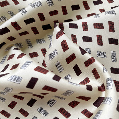 Geometric Chocolate Bar Silk Scarf – Hand-Rolled Neck Scarf for Women & Men