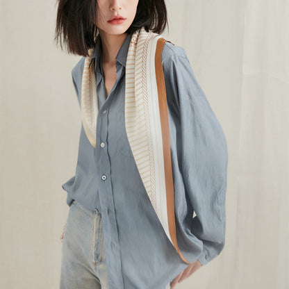 Stripe Monogram Grace Silk Scarf - 100% Silk Crepe de Chine