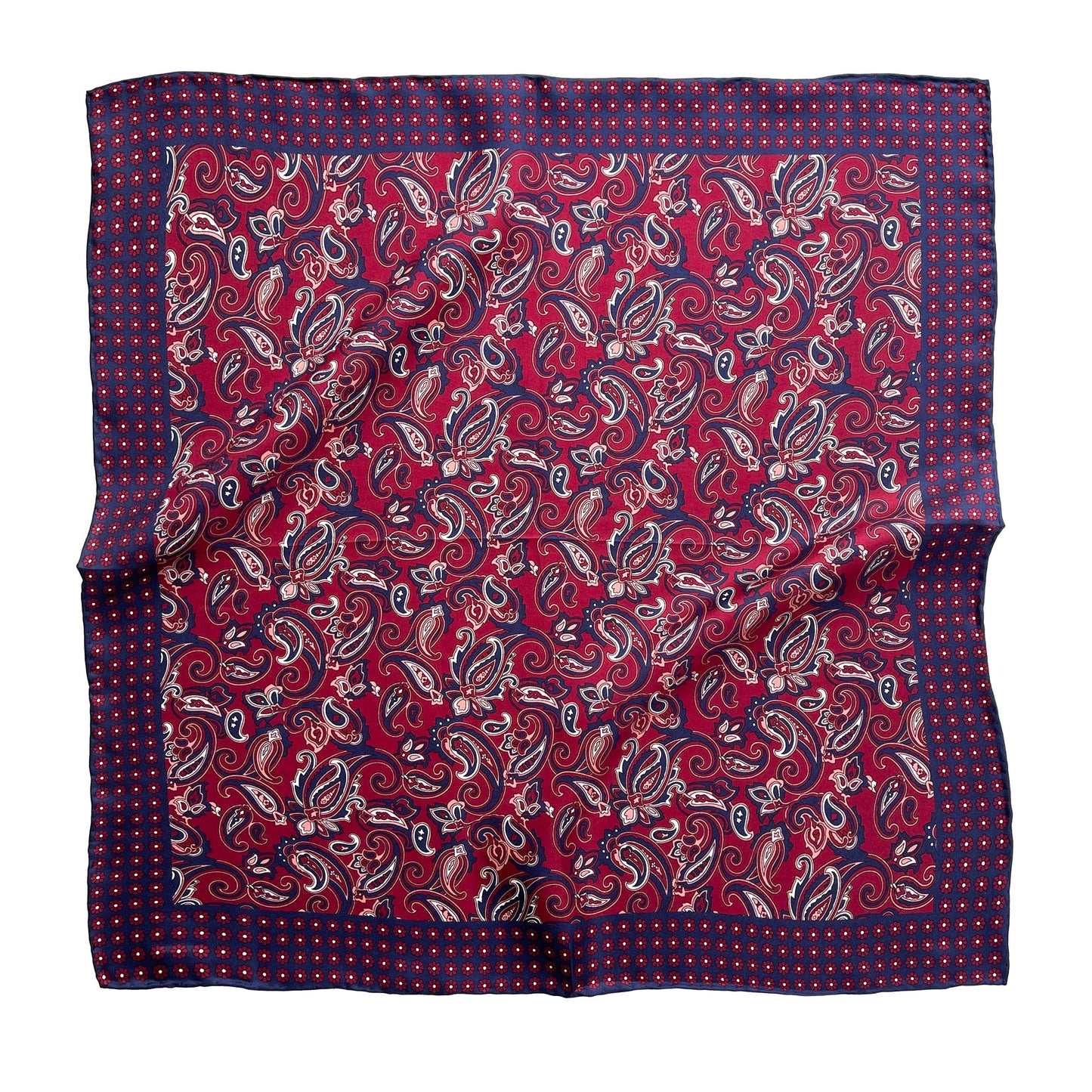 Classic Paisley Silk Scarf - 53cm Hand-rolled Men's Neckerchief
