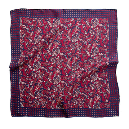 Classic Paisley Silk Scarf - 53cm Hand-rolled Men's Neckerchief