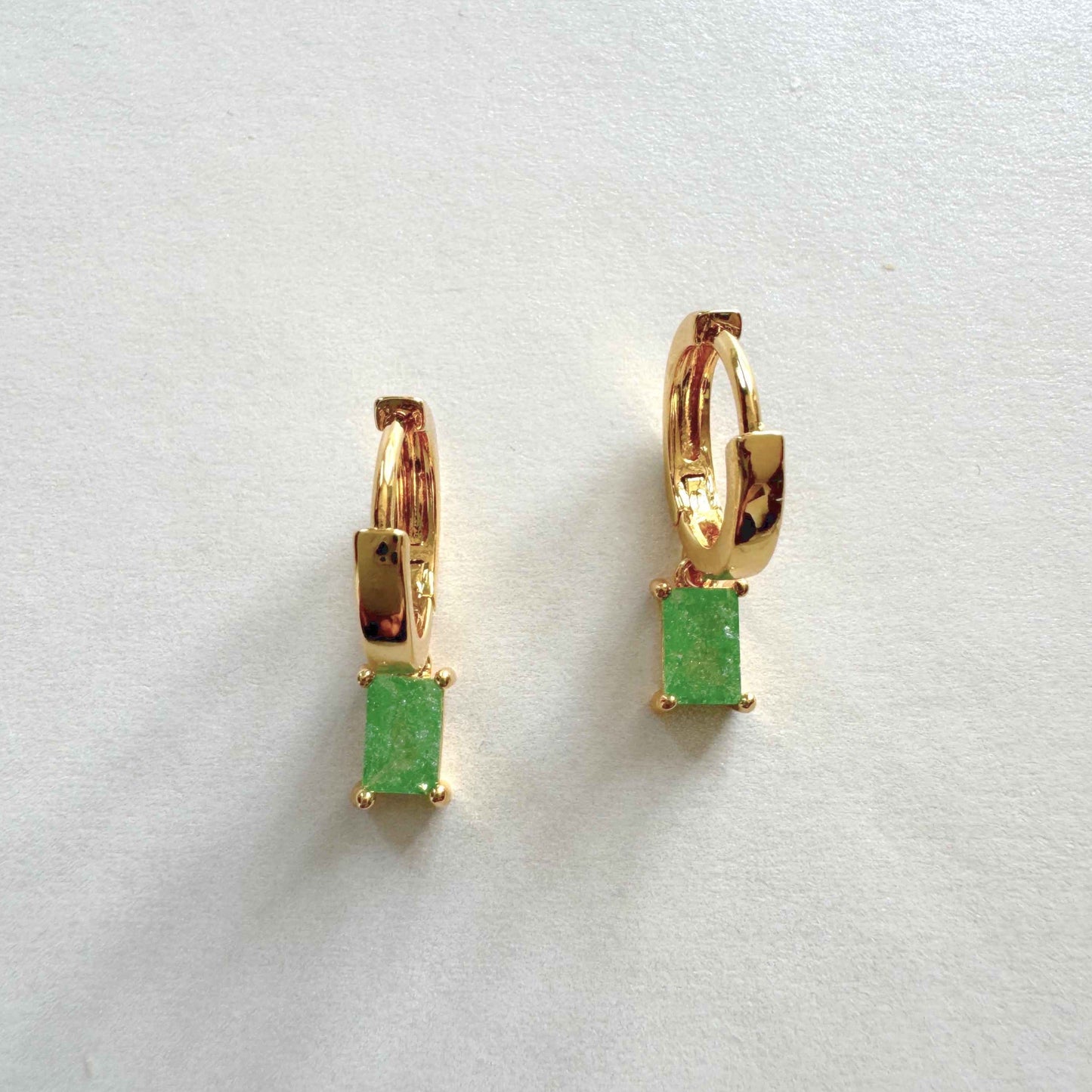 Ellie Aqua Gem Gold Huggie Hoops