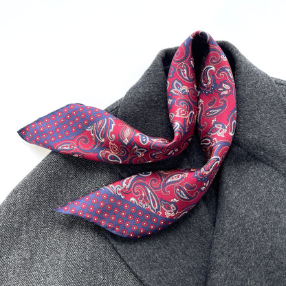 Classic Paisley Silk Scarf - 53cm Hand-rolled Men's Neckerchief