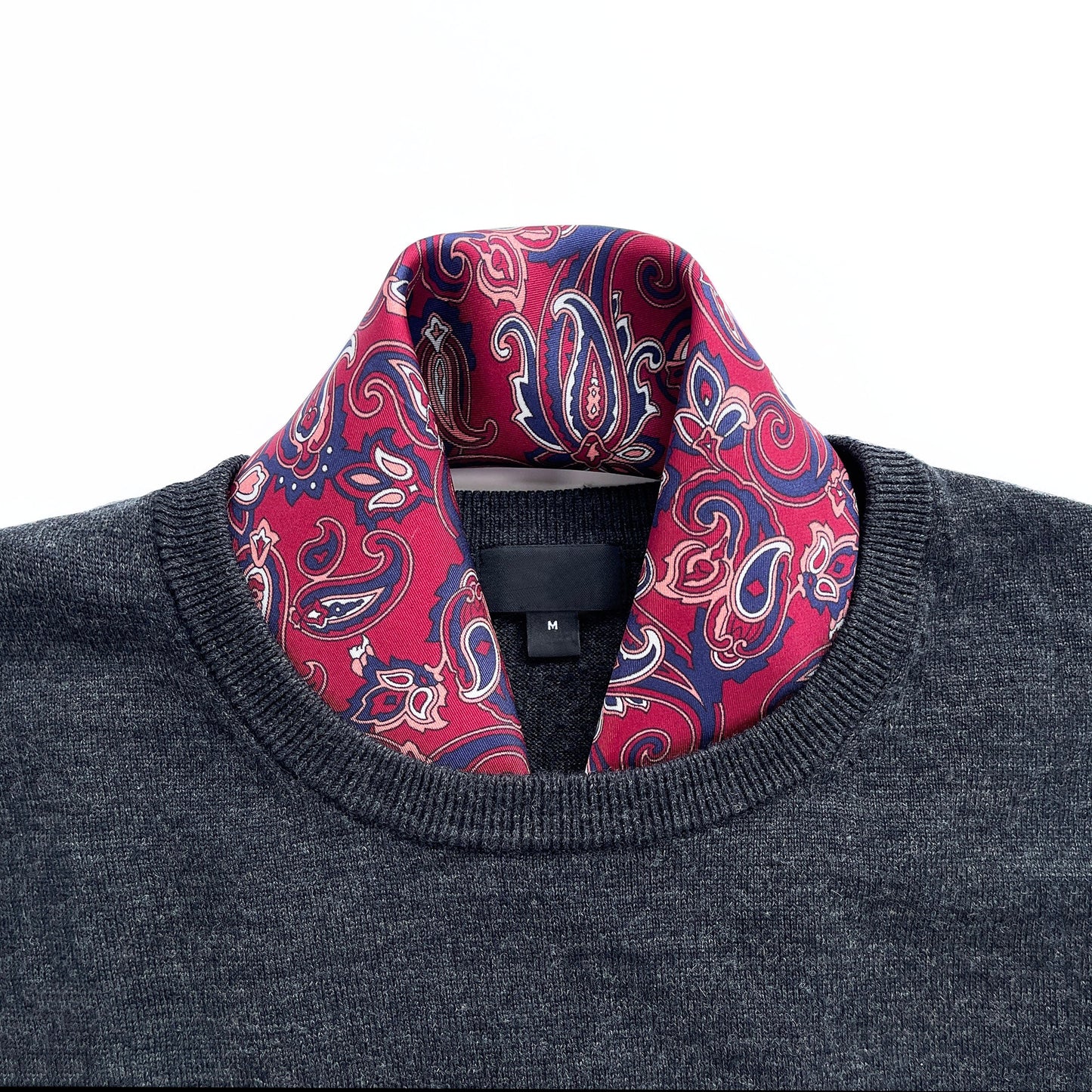 Classic Paisley Silk Scarf - 53cm Hand-rolled Men's Neckerchief