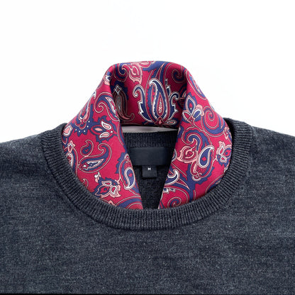 Classic Paisley Silk Scarf - 53cm Hand-rolled Men's Neckerchief