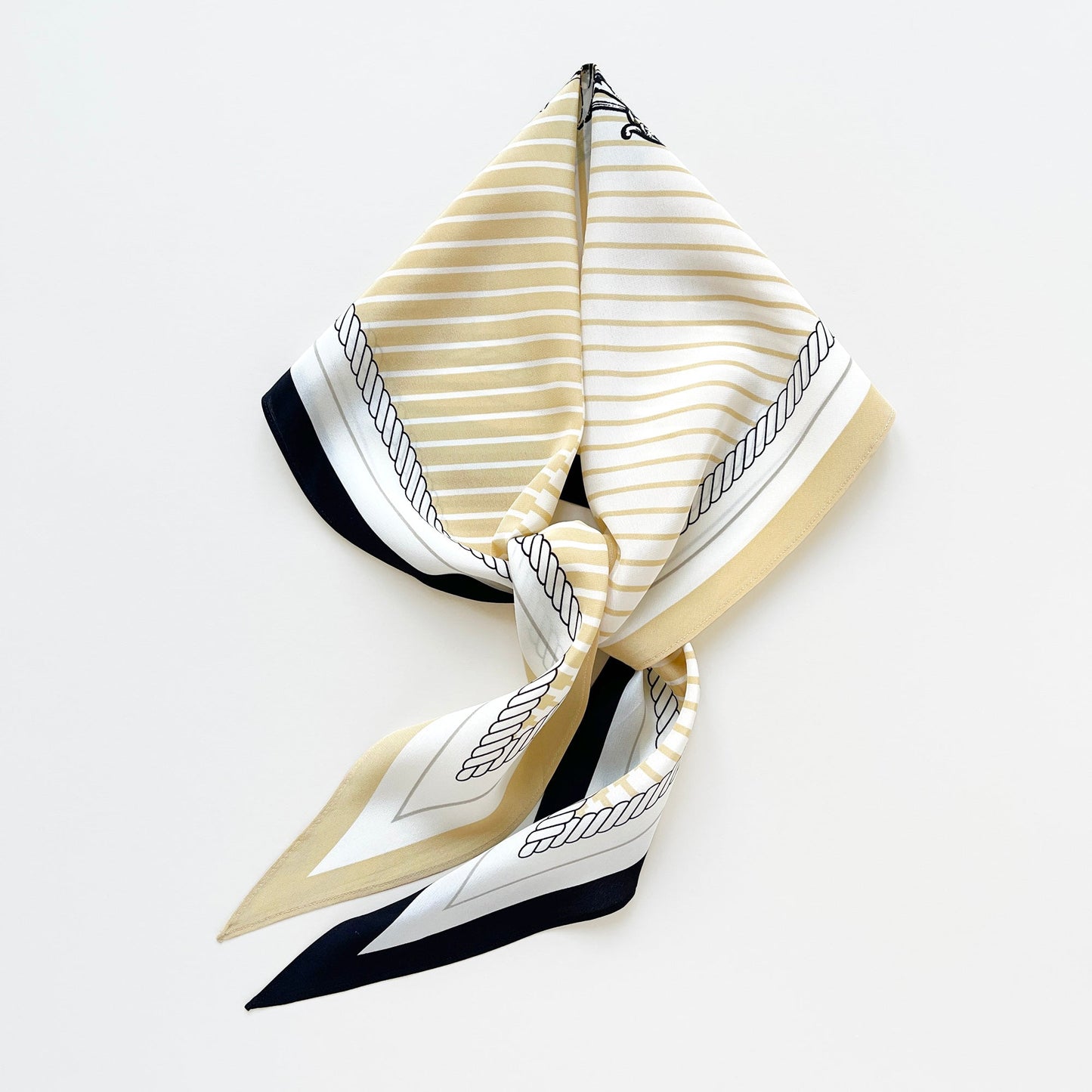 Stripe Monogram Grace Silk Scarf - 100% Silk Crepe de Chine