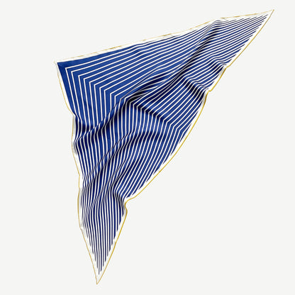 Classic Stripes Triangle Silk Scarf - Hand-rolled Bandana Scarf for Women