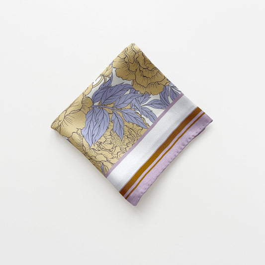 Peony Bloom Silk Scarf – 65cm Hand-Rolled Bandana Scarf