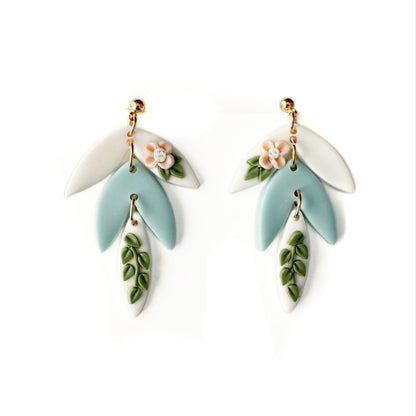 Iris Sky Floral Botanical Statement Drop Earrings