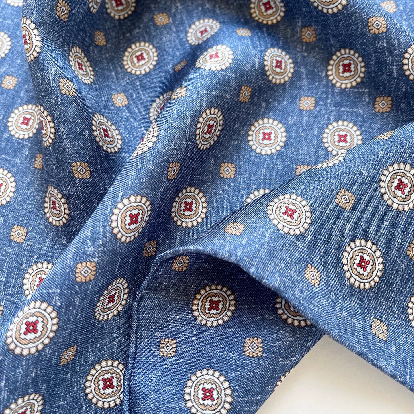 Heritage Medal Silk Square Scarf - 53cm Hand-rolled Men's Neckerchief