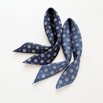 Heritage Medal Silk Square Scarf - 53cm Hand-rolled Men's Neckerchief