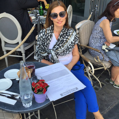 VASSILISA Scarf in Black and White: Leopard Print