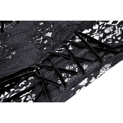 Dark In Love Livvy Lace Coat - Women's Gothic Jacket with Pointed Collar and Ruffles