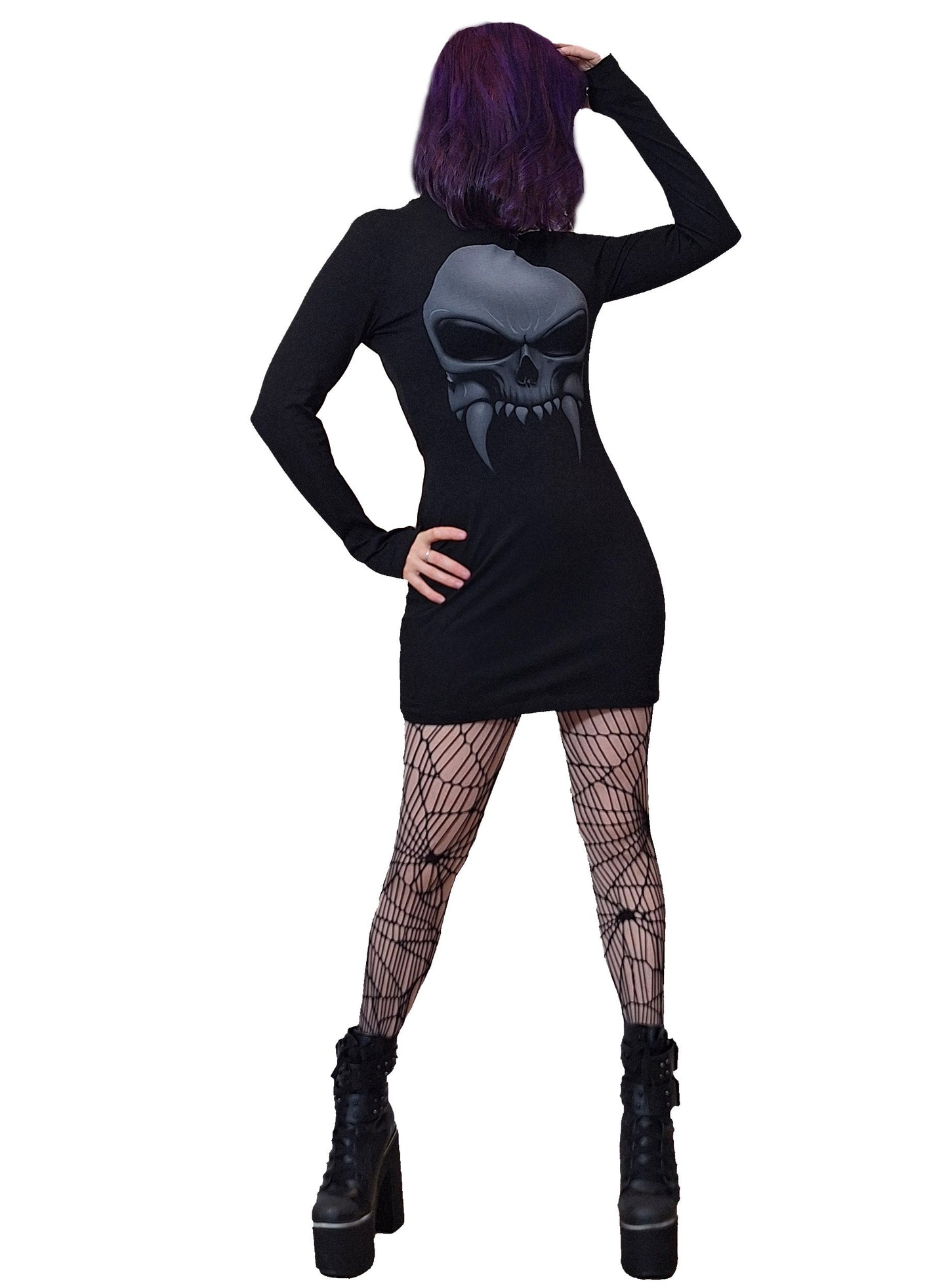 Necessary Evil Athena Vampire Skull Print Mini Dress