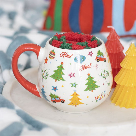 Nostalgic Christmas Print Mug and Socks Set Sold by Funny Store