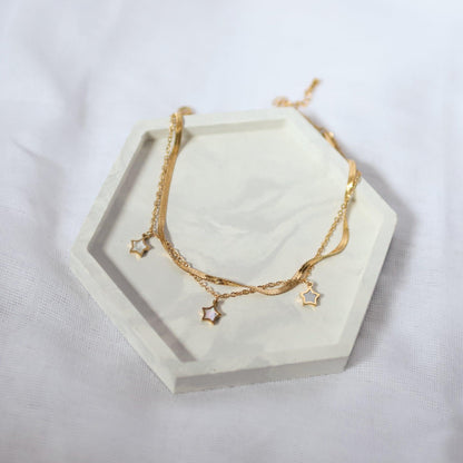 Naledi Mother Of Pearl Star Anklet | 18K Gold Plated