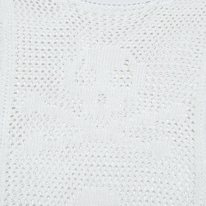 Punk Rave Teuta Skull and Crossed Bones Knitted Mesh Dress in White