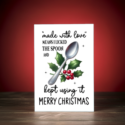 "Made With Love" Licked Spoon Funny A6 Christmas Card