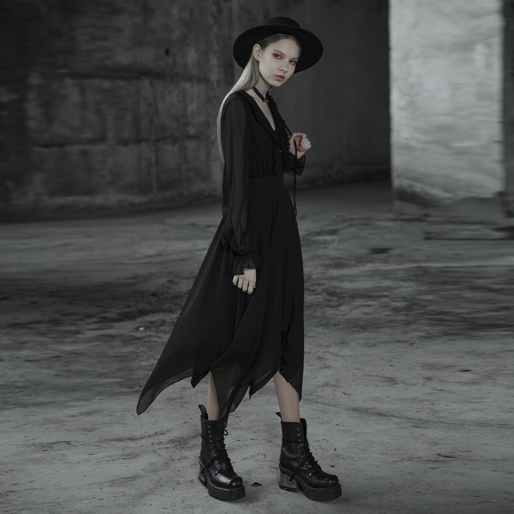 Punk Rave Angelina Chiffon Long Sleeve Handkerchief Dress