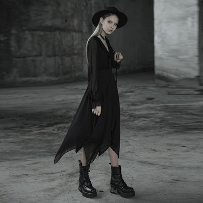 Punk Rave Angelina Chiffon Long Sleeve Handkerchief Dress