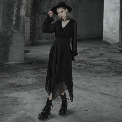 Punk Rave Angelina Chiffon Long Sleeve Handkerchief Dress