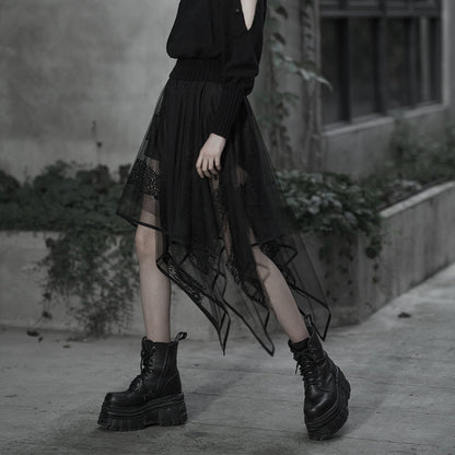 Punk Rave Caitlyn Mesh and Lace Layers Handkerchief Skirt
