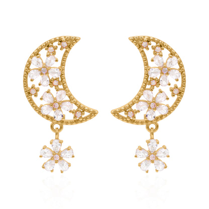 Posie Flower Moon Earrings | 18k Gold Plated