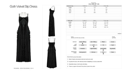 Punk Rave Morrigan Embroidered Velvet Goth Slip Dress In Black