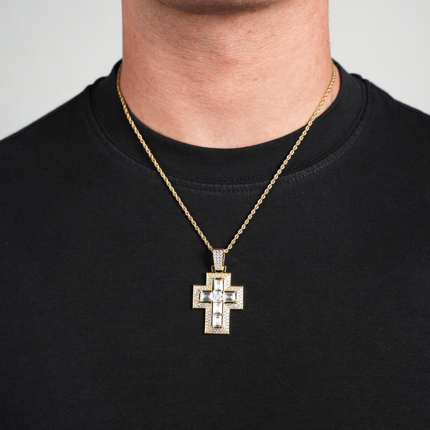 Iced Romeo Cross Pendant (Gold)