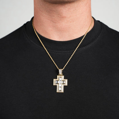 Iced Romeo Cross Pendant (Gold)