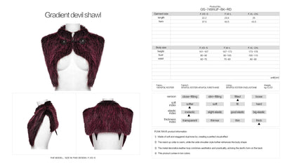 Punk Rave Lilith Gradient Devil Fur Shawl in Crimson