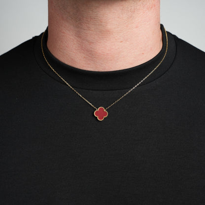 Gold Single Clover Necklace (Wine)