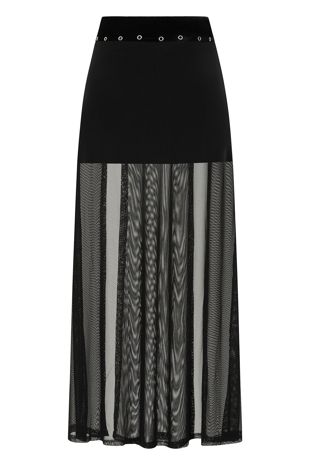 Banned Apparel Obsidian Sheer Mesh Split Skirt in Black